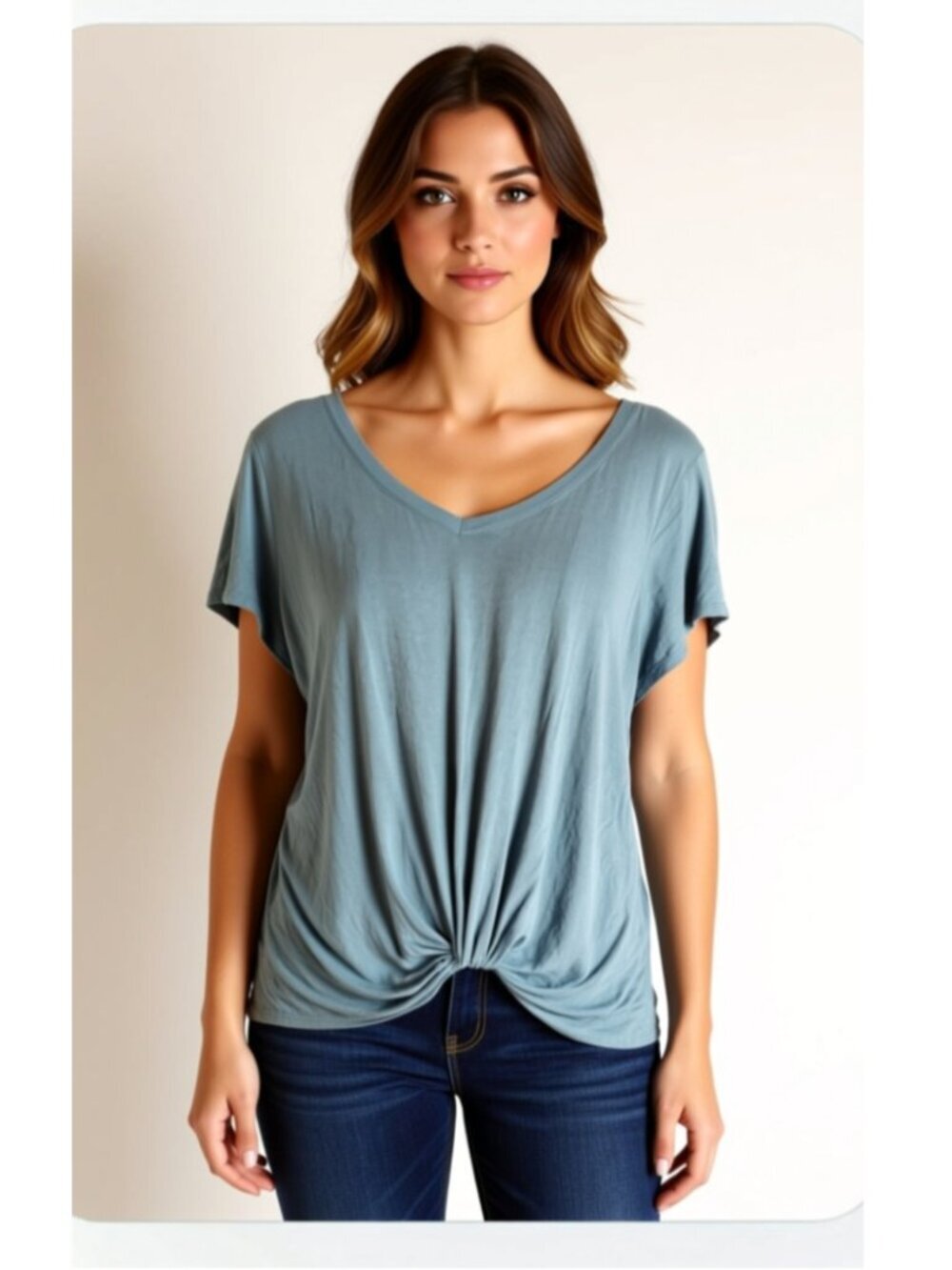 Nine Britton Teal Green Women's Top, V-Neck XL